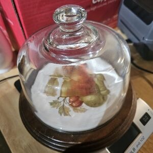 Glass Cheese Dome with Fruit Design